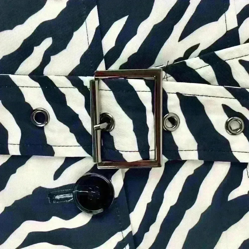 Sao Paulo Zebra Print  Size 12 Trench Coat - Boho Chic Animal Print Sexy Belted - Picture 10 of 16